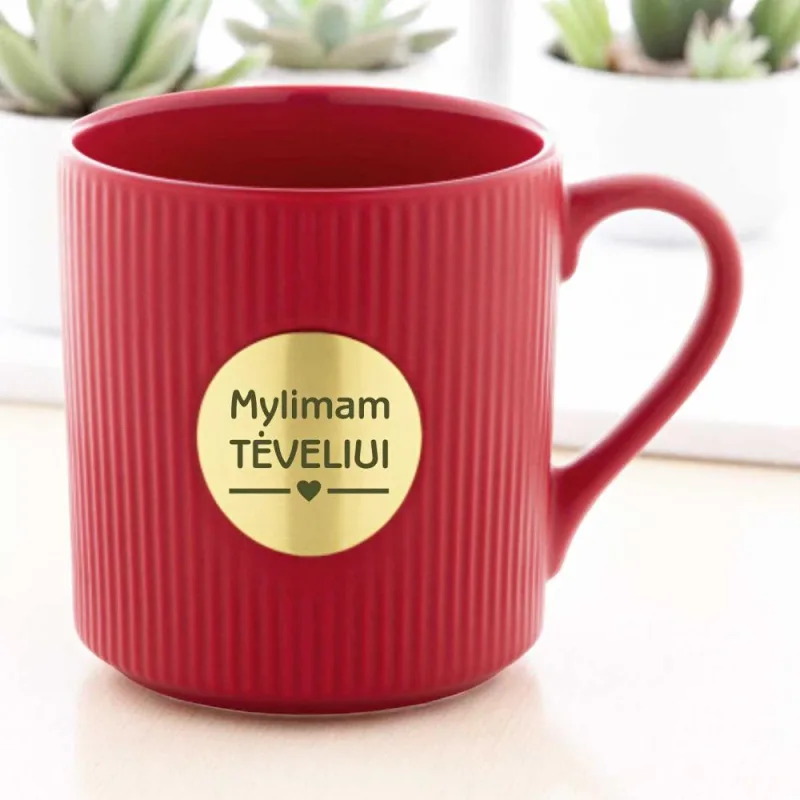 Raudonas puodelis „Mylimam tėveliui“ 330ml