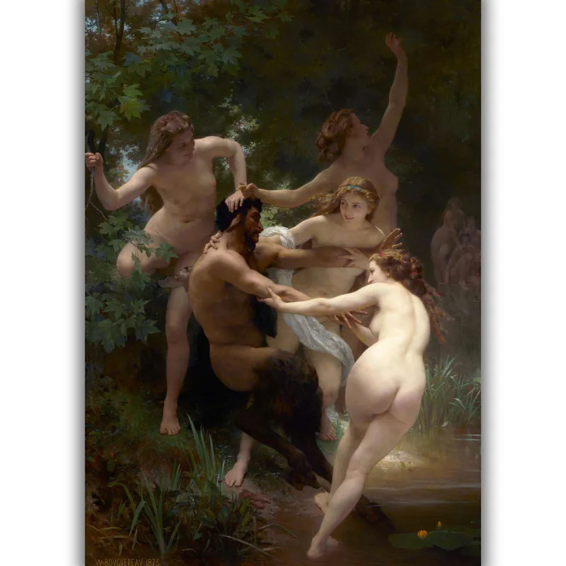 Reprodukcija „Nimfos ir Satyras“, William Bouguereau (1873)