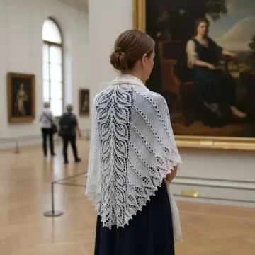 Didelė balta vilnonė skraistė, didelė megzta skara nuotakai baltos spalvos