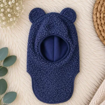 Tamsiai mėlynas žieminis vaikiškas Teddy šalmukas su ausytėmis