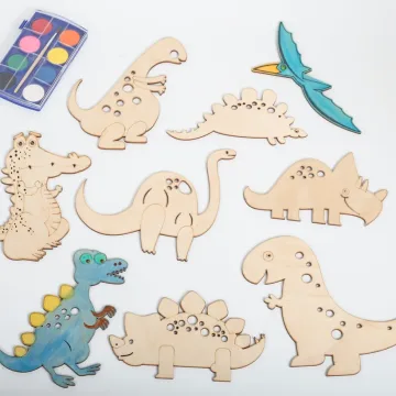 Dinozaurų parkas – nuspalvink ir žaisk su 9-iais mediniais draugais