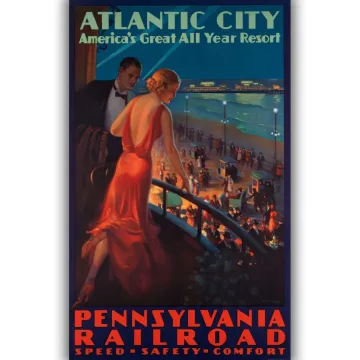 Retro reklaminis kelionių plakatas „Atlantic City“