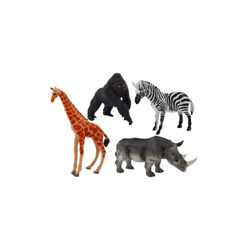 Afrikos gyvūnų figūrėlių rinkinys, žirafa, gorila, 4 vnt · 2