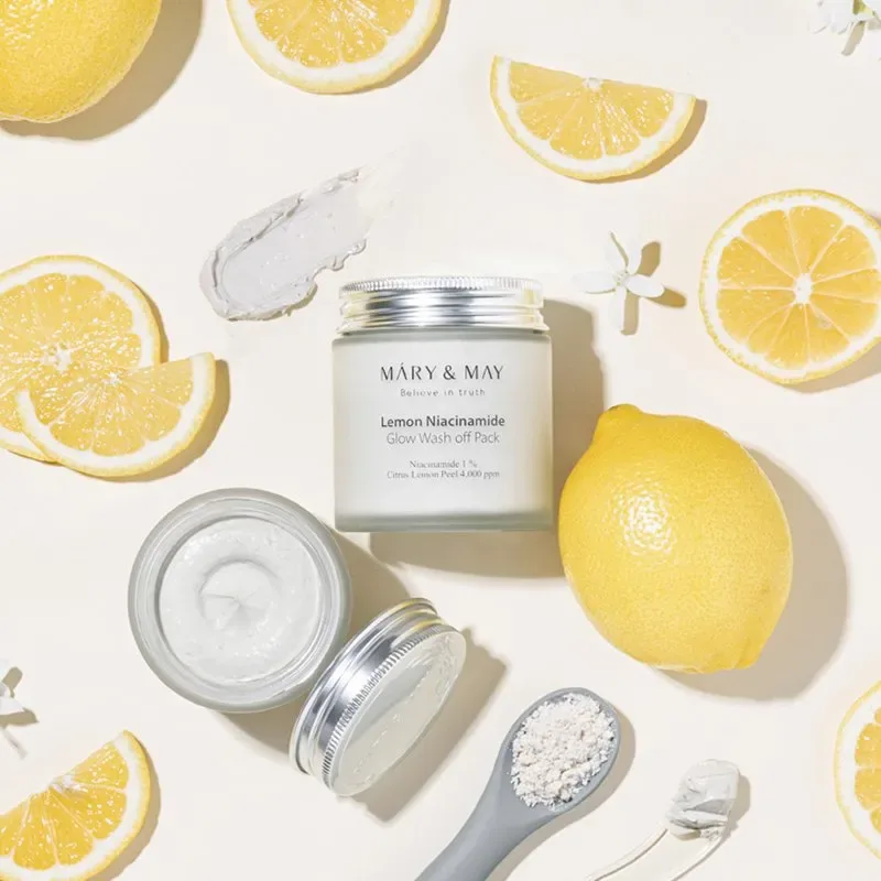 Mary & May Lemon Niacinamide Glow Wash Off Pack – nuplaunama molio kaukė · 2