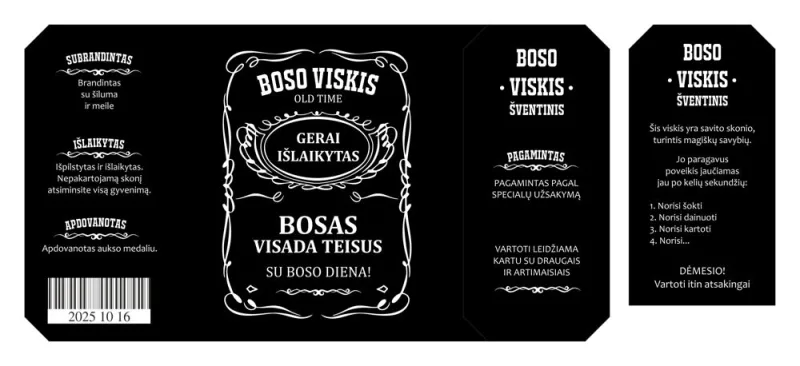 Butelio etiketė/lipdukas „Boso viskis“
