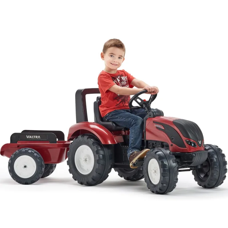 Minamas traktorius FALK Valtra S4 ir priekaba bordo spalvos, skirtas 3–7 metų vaikams · 1