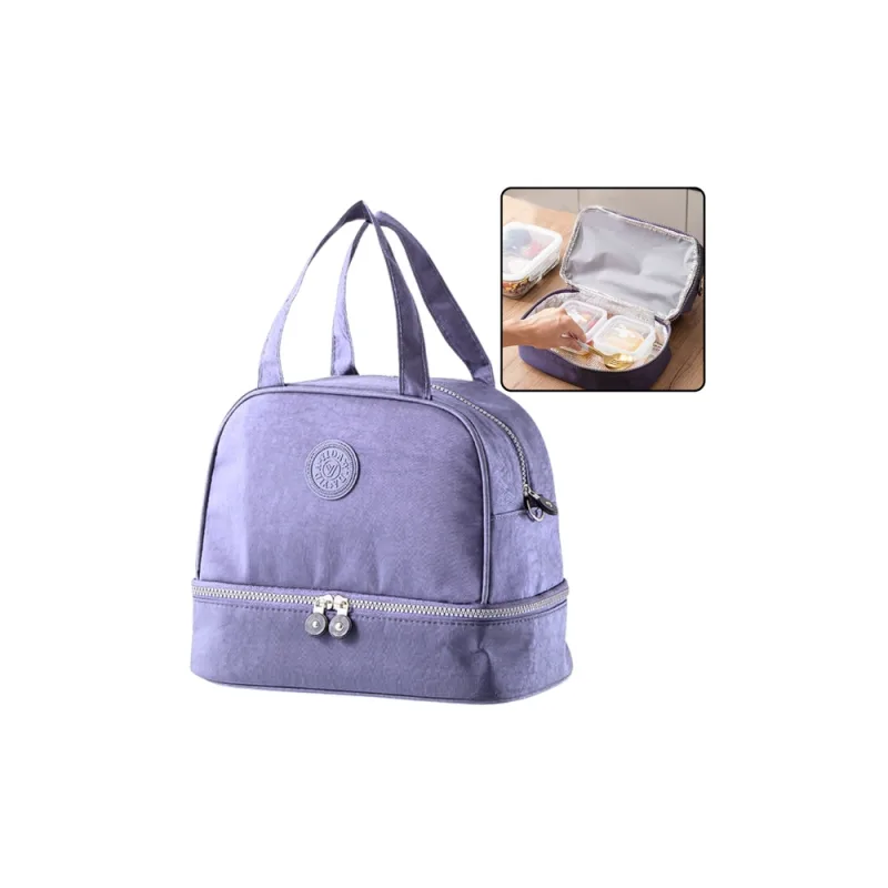 Termoizoliuotas pusryčių krepšys su reguliuojamu dirželiu violetinės spalvos 27 cm · 1