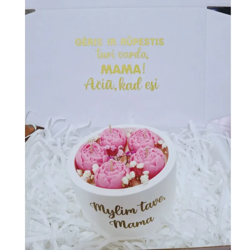 Žvakė „Bijūnai“ Mylim Tave, Mama