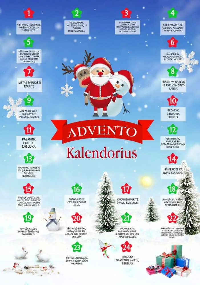 Advento kalendorius vaikui su užduotimis
