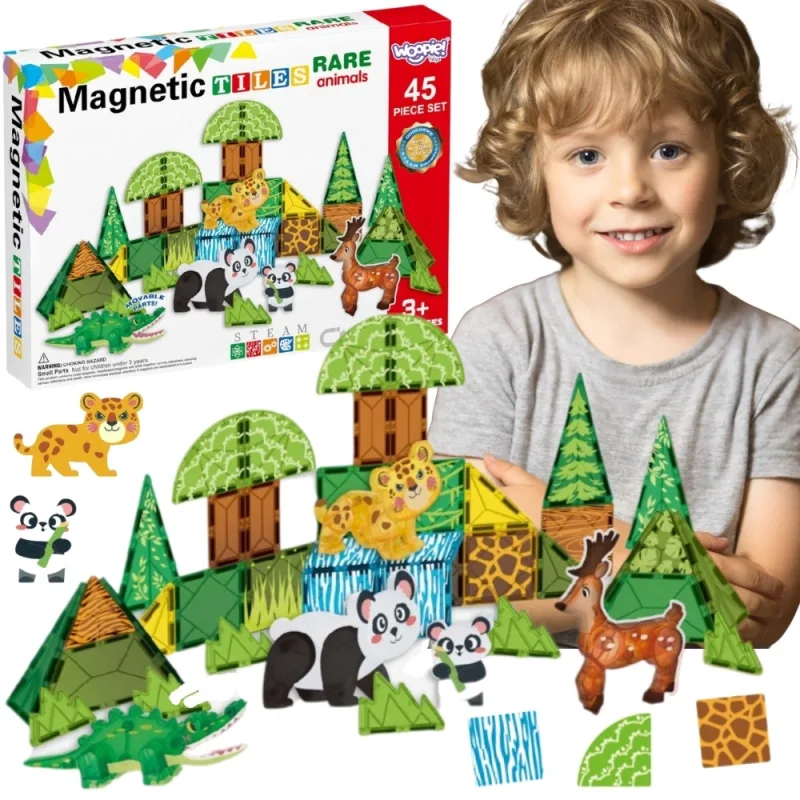 Magnetinis 3D konstruktorius WOOPIE Rare Animals edukacinis rinkinys 45el. · 1