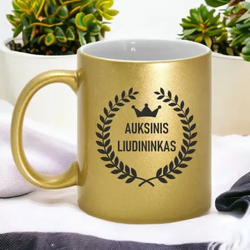 Aukso spalvos puodelis su blizgučiu „Auksinis liudininkas“