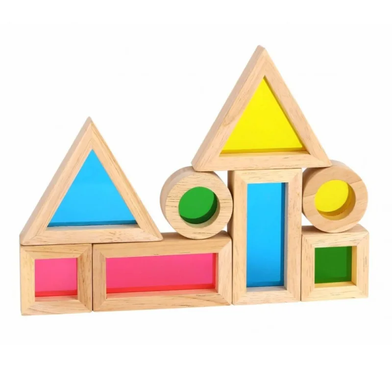 Mediniai spalvoti veidrodiniai blokai TOOKY TOY, 8 vnt rinkinys, FSC · 3