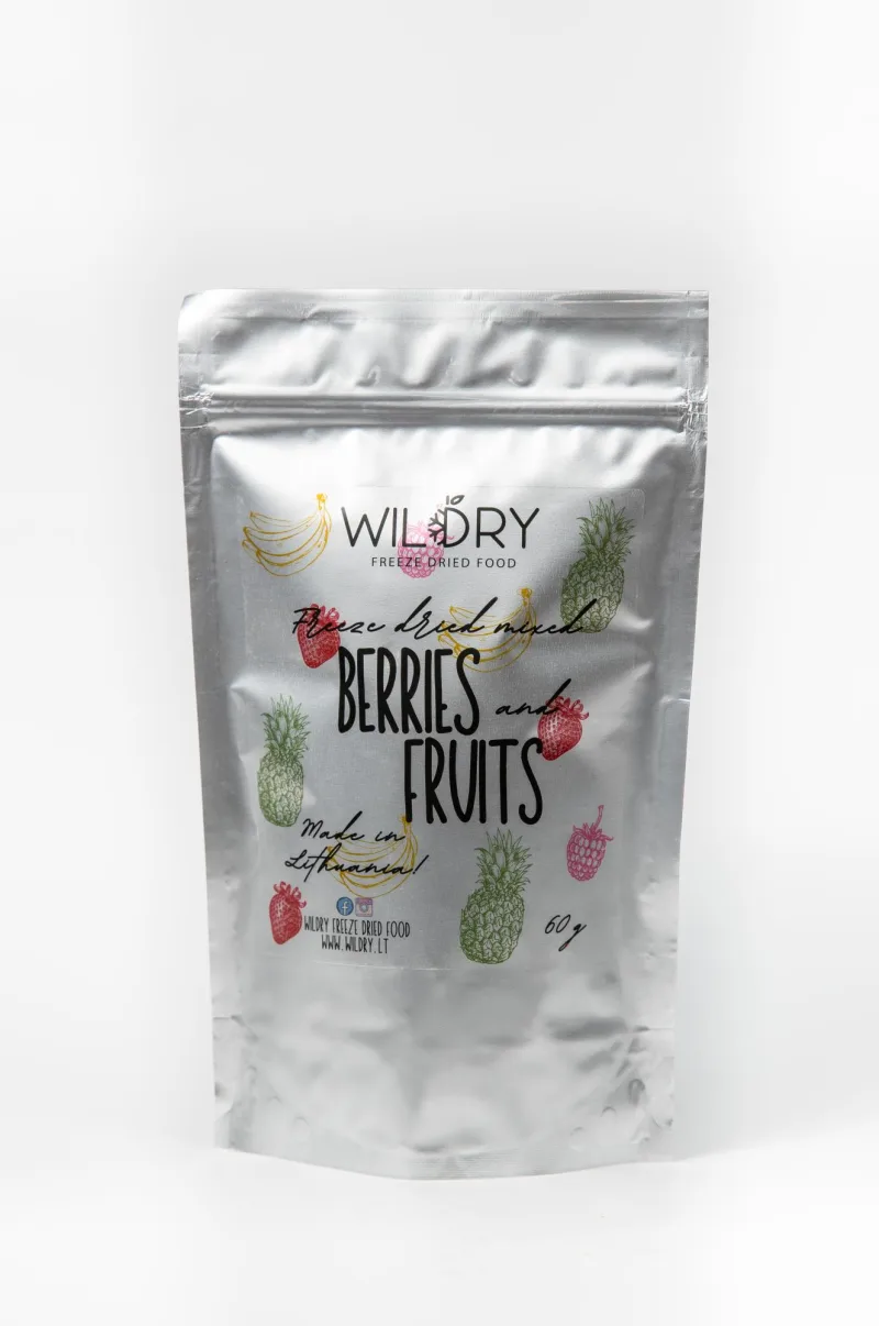 Liofilizuotų vaisių ir uogų mišinys, 60g