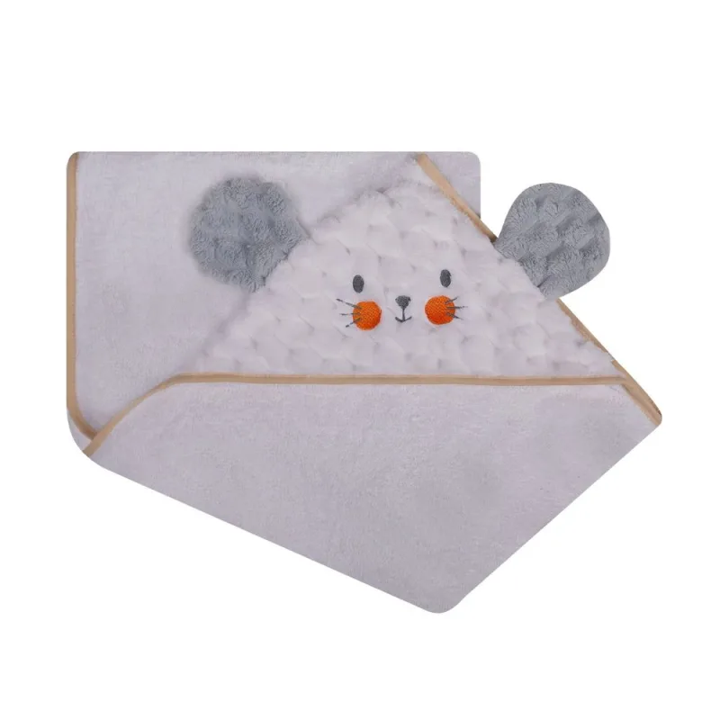 Rankšluostis - 322 - TERRY - SOFT/CORAL - Teddy Bear - dydis 100x100 - BALTAS · 1