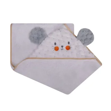 Rankšluostis - 322 - TERRY - SOFT/CORAL - Teddy Bear - dydis 100x100 - BALTAS