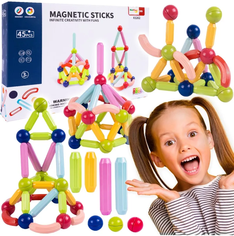Magnetinis konstruktorius MalPlay, 45 detalės