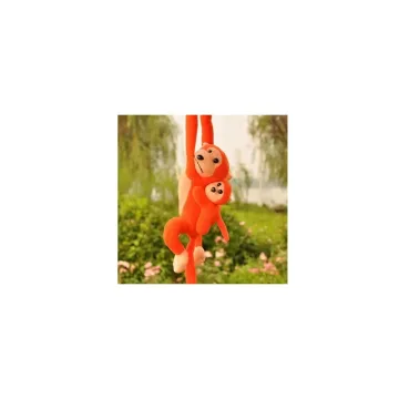 Pliušinė beždžionė su kūdikiu, oranžinė 90 cm