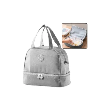 Termoizoliuotas pusryčių krepšys su reguliuojamu dirželiu Silver 27 cm