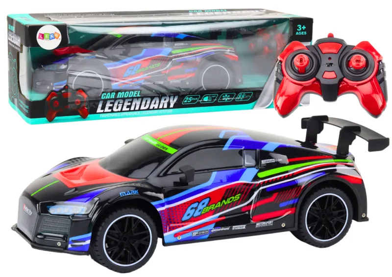 Nuotoliniu būdu valdomas sportinis automobilis RC 1:10, 25 km/h, su žibintais, juodos spalvos · 1