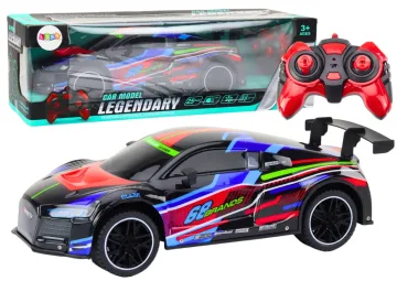 Nuotoliniu būdu valdomas sportinis automobilis RC 1:10, 25 km/h, su žibintais, juodos spalvos