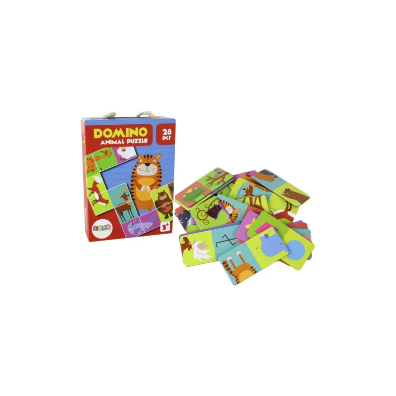 Dėlionės žaidimas Dvipusis domino gyvūnai Dėlionė 10 cm x 5 cm 28 dalys. · 1