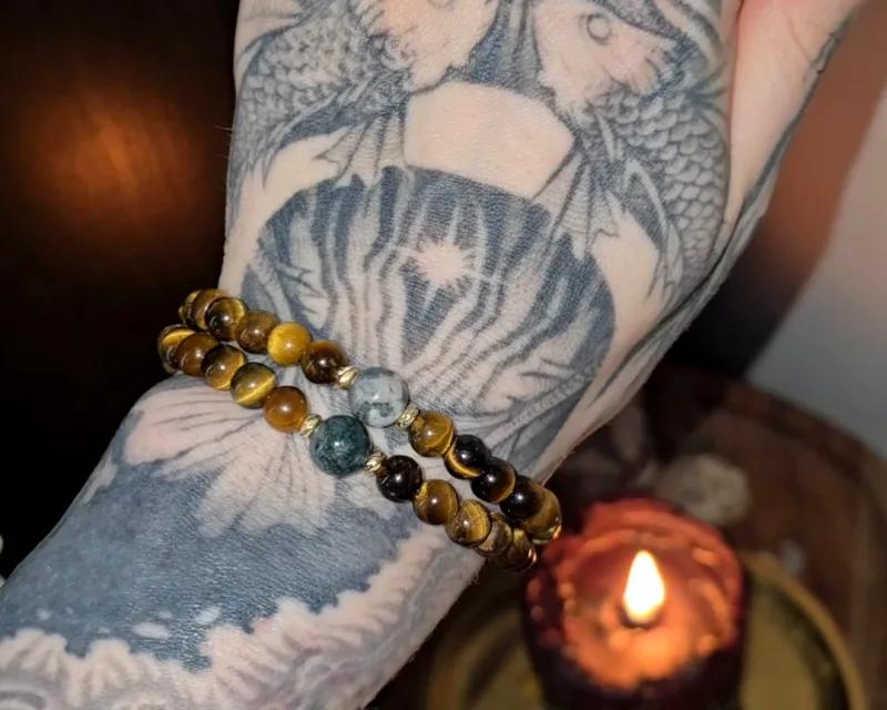Samanų Agatas ir Tigro Akis - amuletas / apyrankė · 2