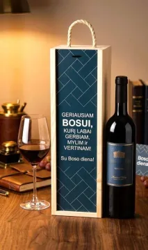 Vyno dėžė su spauda „Geriausiam Bosui“