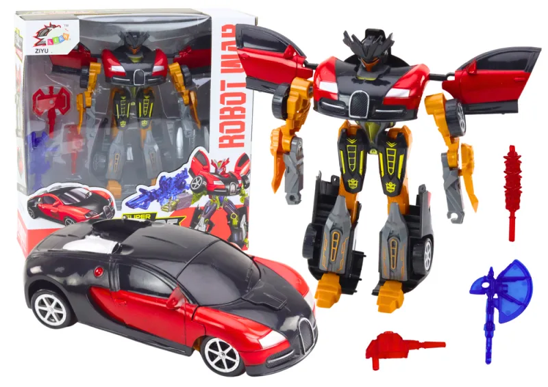 Transformuojamas robotas-automobilis 2in1, raudonas, su 3 priedais · 1