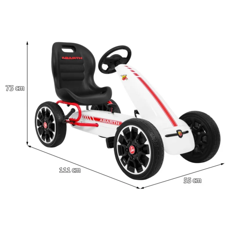 ABARTH pedalinis kartingas vaikams Baltas + EVA ratai + Rankinis stabdis + Laisvasis ratas · 2