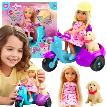 Lėlė su motoroleriu ir šuniuku WOOPIE ROYAL Scooter