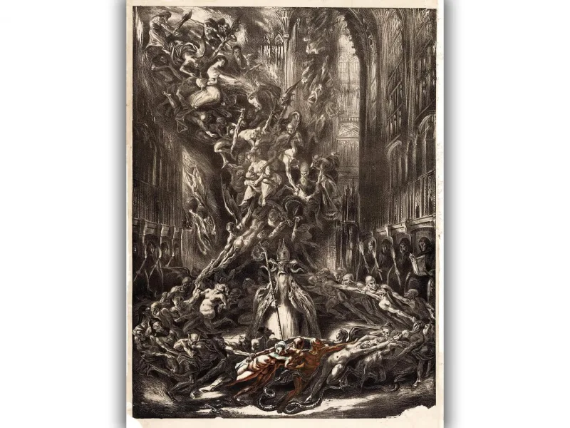 Reprodukcija „Šėtonas su demonais katedroje“, Louis Boulanger, (1829)