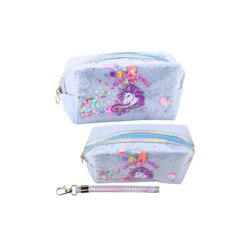 Mokyklinis pieštukinis dėklas su juostele Vienaragis Confetti Blue 20cm · 1