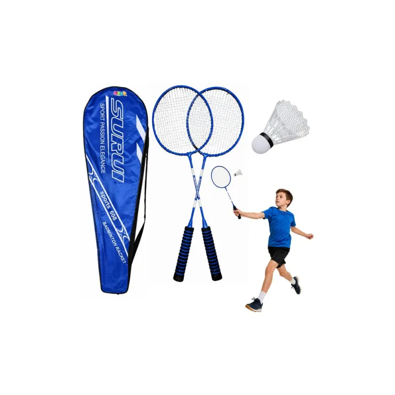 Badmintono žaidimo rinkinys: raketės, kamuoliukas, dėklas, mėlynos spalvos · 1