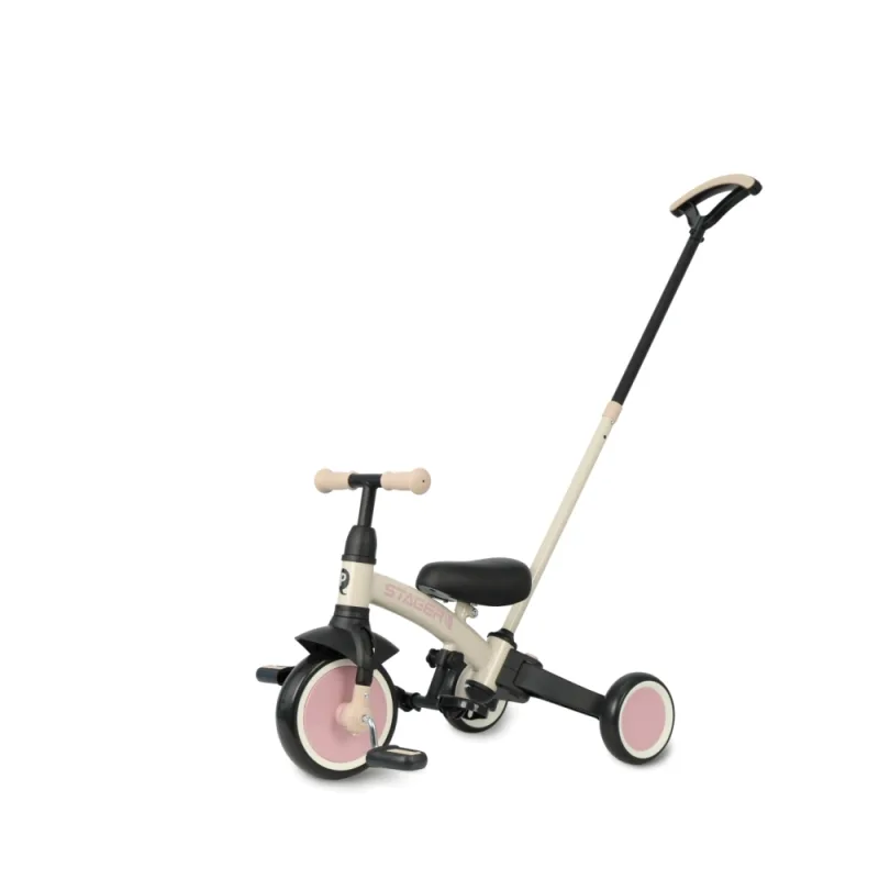 Triratukas Qplay Stager 3in1 su stūmimo rankena, rožinis · 1