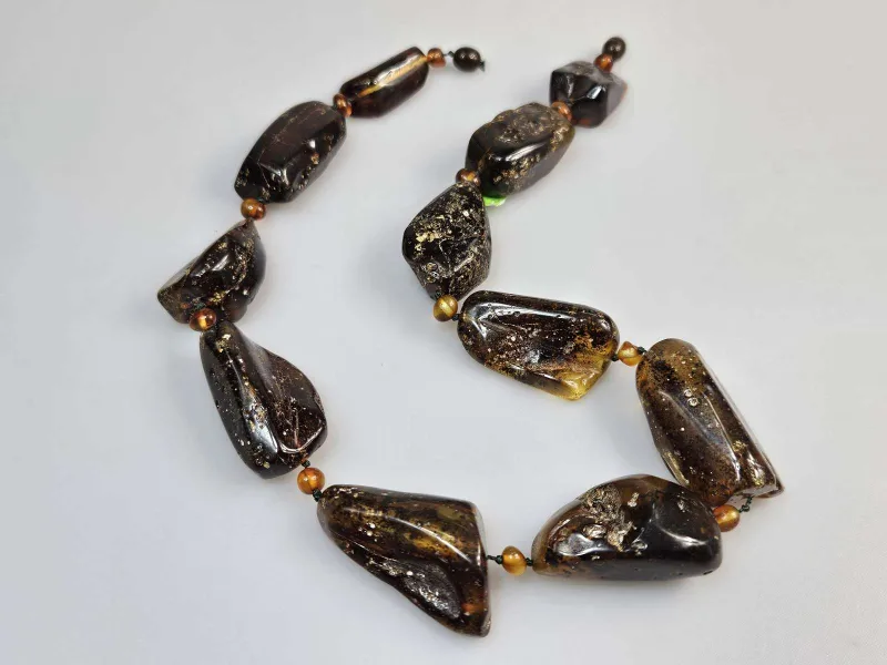Masyvūs gintariniai karoliai Raw Amber necklace