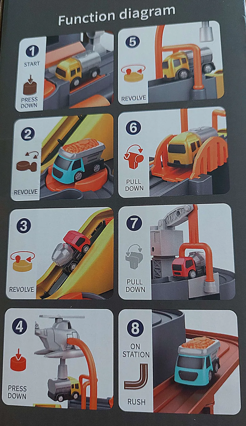 Žaislinė automobilių trasa čiuožykla Inžinerinis nuotykis su 2 automobiliais · 2