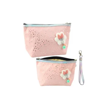 Pieštukinė - kosmetinė Shiny Dots Powder Pink 23x16cm