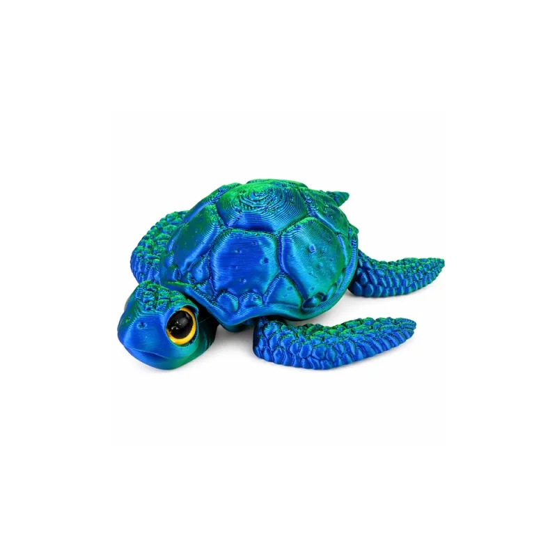 3D jūrų vėžlio figūrėlė su judančiomis pelekais ir galva, mėlynai žalia, 8 cm · 2