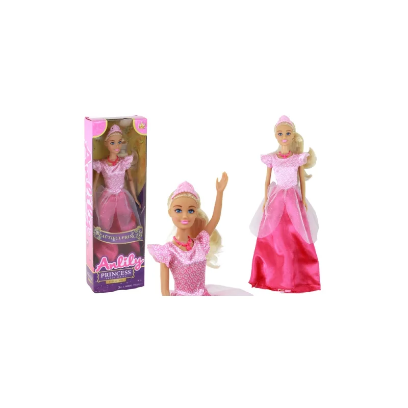 Lėlė Anlily: princesė su ilgais šviesiais plaukais, tiara ir rožine suknele · 1