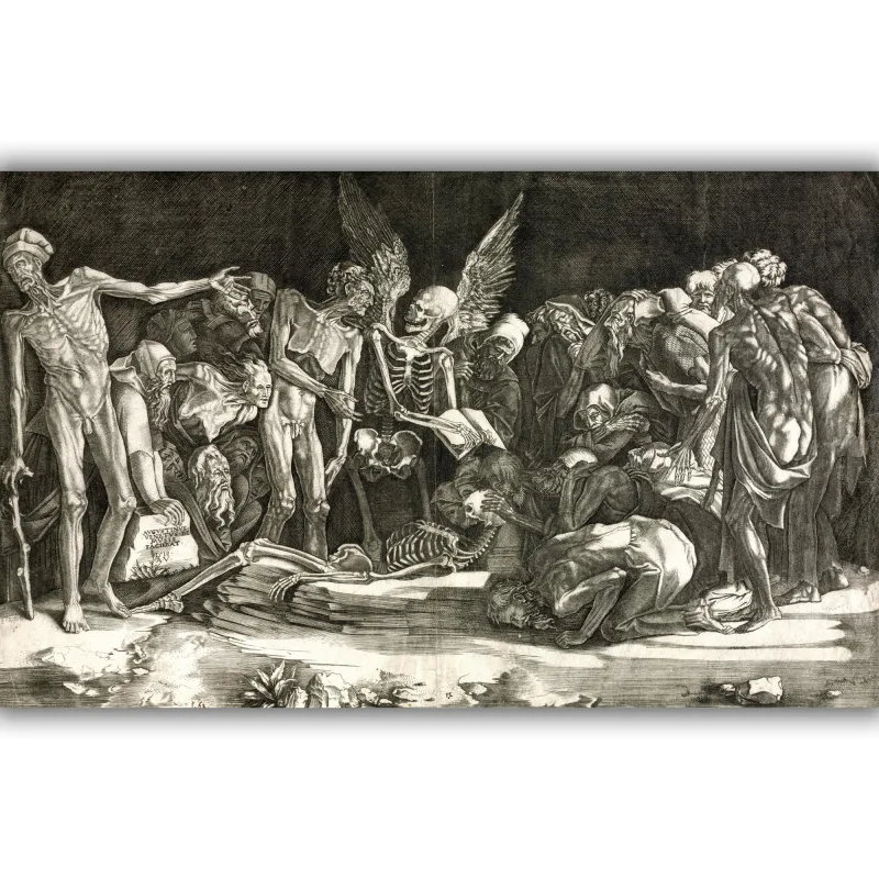 Reprodukcija „Skeletai“, Agostino Veneziano, (1518)
