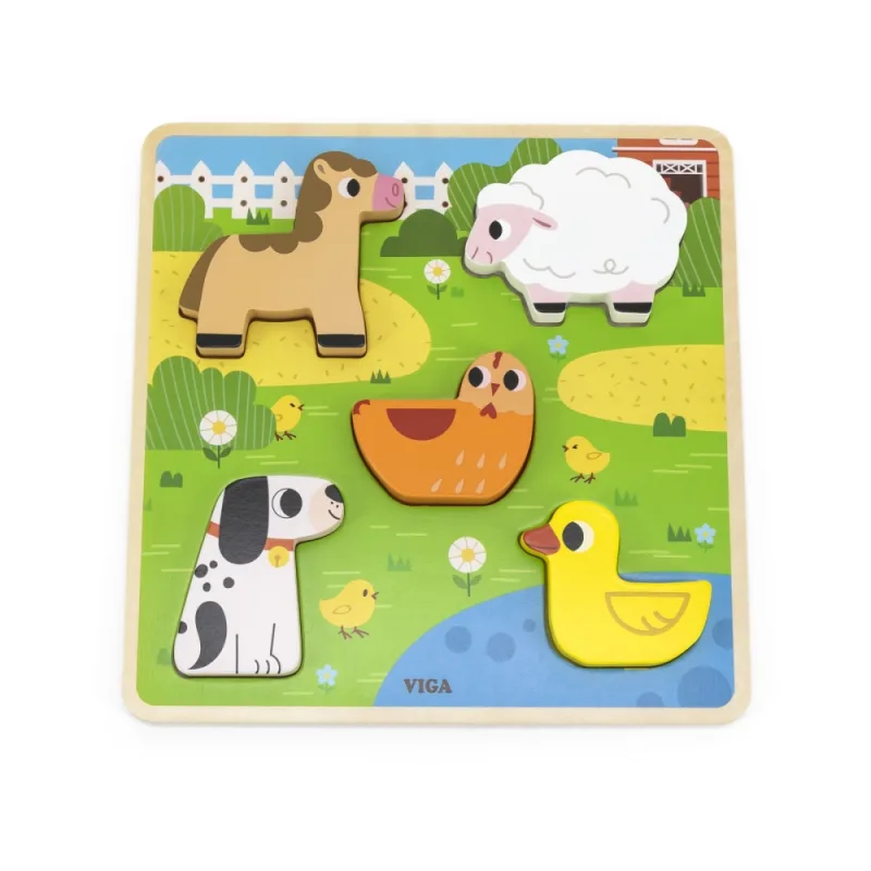 Medinė dėlionė VIGA Animal Farm to Match · 1