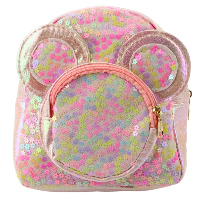 Vaikiška kuprinė su blizgučiais "Mouse Ears Pink" 22cm 3L · 1