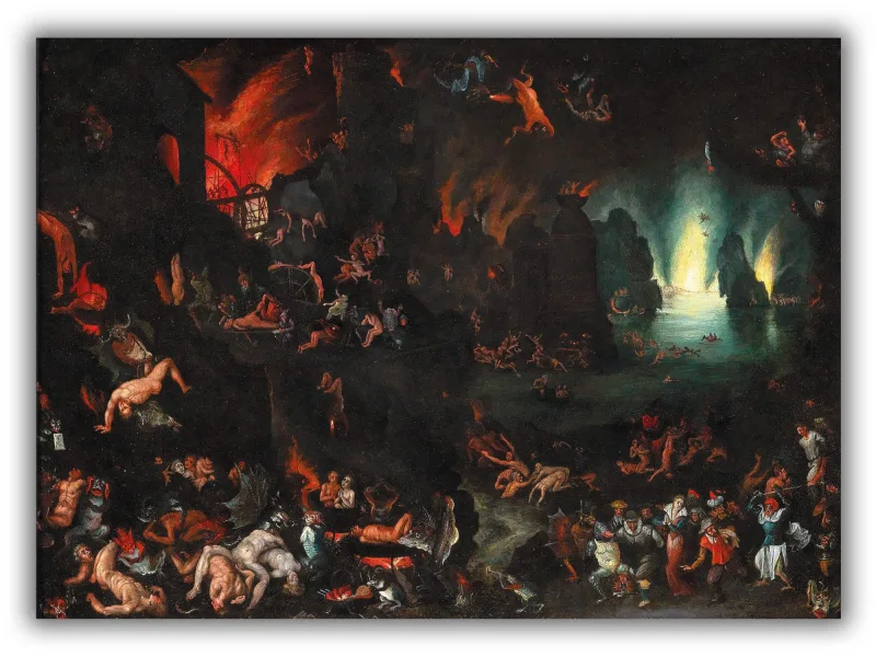 Reprodukcija „Pragaro scena“, Jan Brueghel The Elder