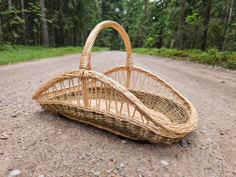 Didelė sodo pintinė su pinta juosta