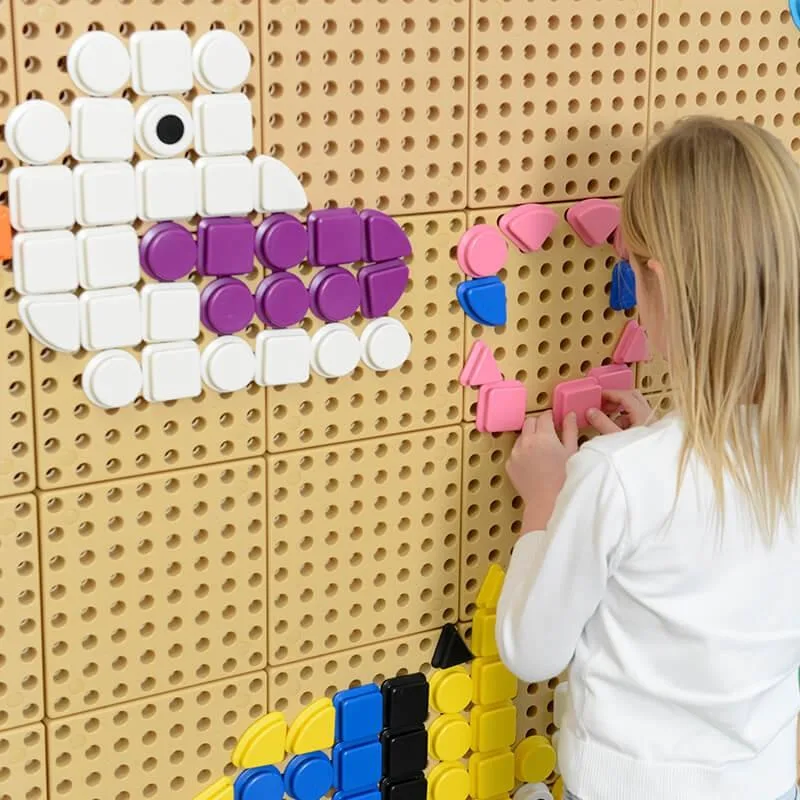 Žaislinis Geometrinių figūrų formos kaiščių rinkinys, 64 vnt · 2