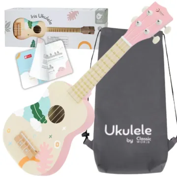 Medinė ukulele gitara CLASSIC WORLD vaikams Rožinė