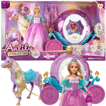Lėlės princesės Lilijos ir stebuklingos karietos rinkinys WOOPIE ROYAL + priedai