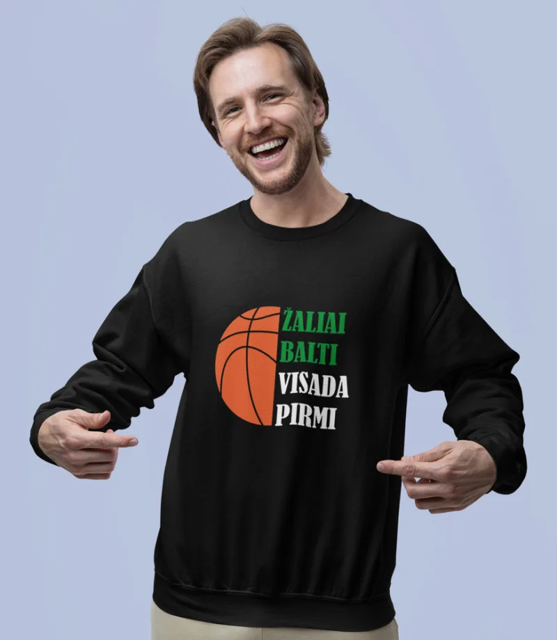 Vyriškas džemperis be gobtuvo „Žaliai balti visada pirmi“