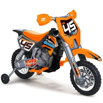 FEBER oranžinis 6 V akumuliatorinis krosinis motociklas vaikams