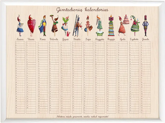 „Gimtadienio kalendorius A3“
